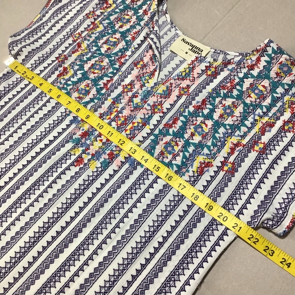 Savanna Jane Striped Embroidered Blouse - Blue and White - Picture 7 of 7